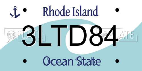 3LTD84 Rhode Island License Plate