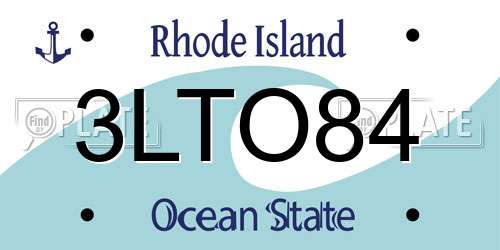 3LTO84 Rhode Island License Plate