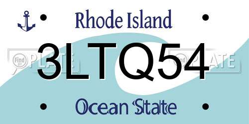 3LTQ54 Rhode Island License Plate