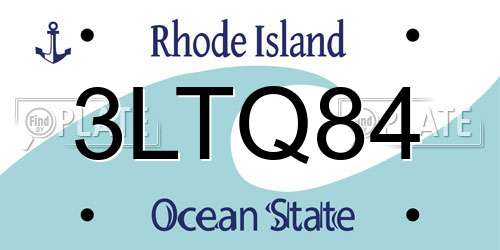 3LTQ84 Rhode Island License Plate