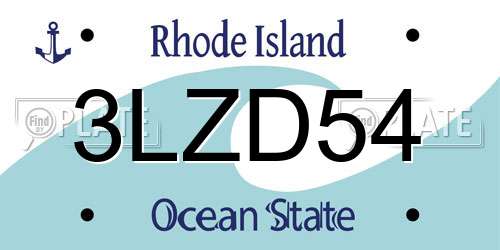3LZD54 Rhode Island License Plate