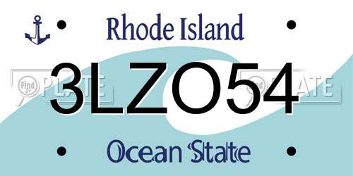 3LZO54 Rhode Island License Plate