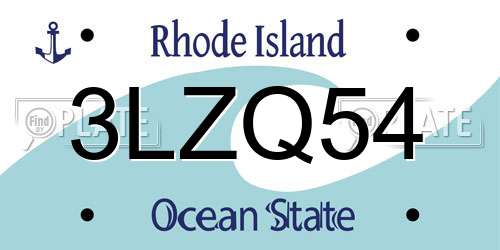 3LZQ54 Rhode Island License Plate