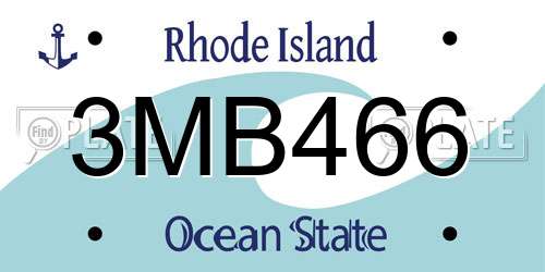 3MB466 Rhode Island License Plate