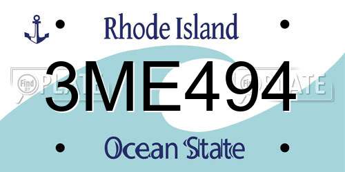 3ME494 Rhode Island License Plate