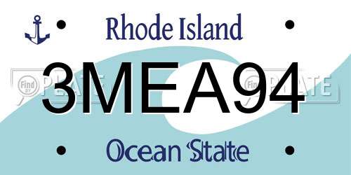 3MEA94 Rhode Island License Plate