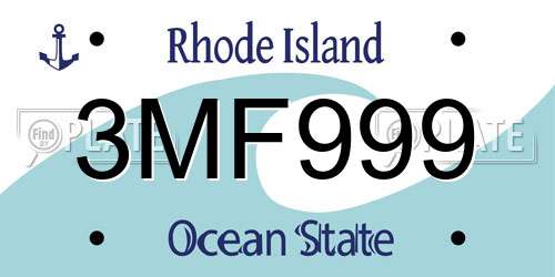 3MF999 Rhode Island License Plate
