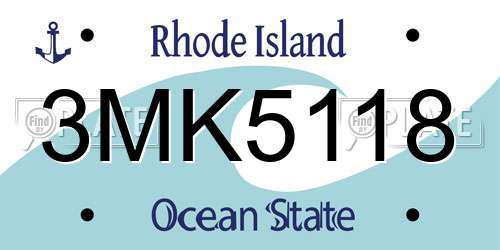 3MK5118 Rhode Island License Plate