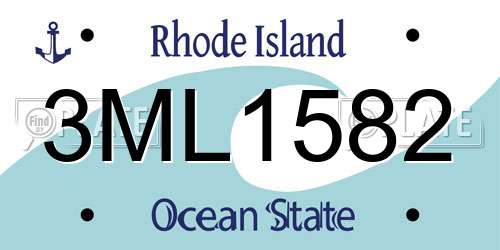 3ML1582 Rhode Island License Plate