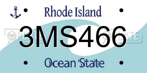 3MS466 Rhode Island License Plate