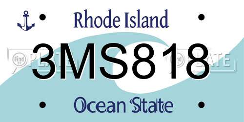 3MS818 Rhode Island License Plate