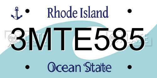 3MTE585 Rhode Island License Plate