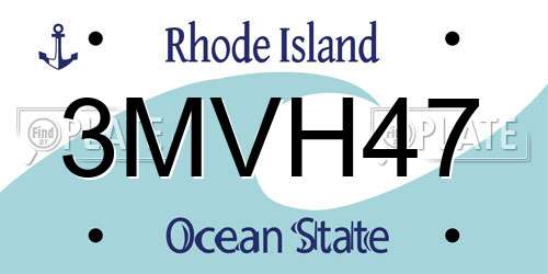3MVH47 Rhode Island License Plate