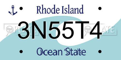 3N55T4 Rhode Island License Plate