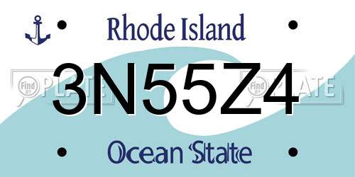 3N55Z4 Rhode Island License Plate