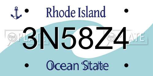 3N58Z4 Rhode Island License Plate
