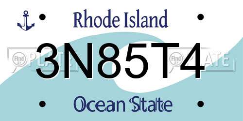 3N85T4 Rhode Island License Plate
