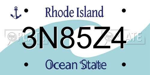 3N85Z4 Rhode Island License Plate