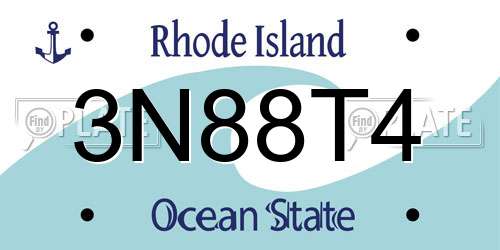 3N88T4 Rhode Island License Plate