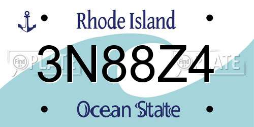 3N88Z4 Rhode Island License Plate