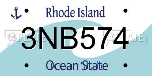 3NB574 Rhode Island License Plate