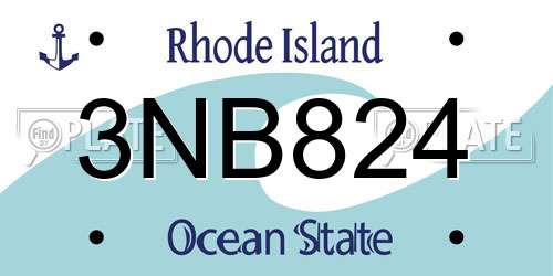 3NB824 Rhode Island License Plate
