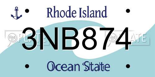 3NB874 Rhode Island License Plate