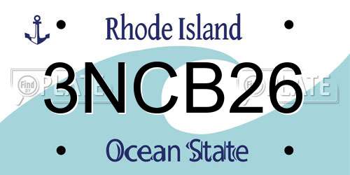 3NCB26 Rhode Island License Plate