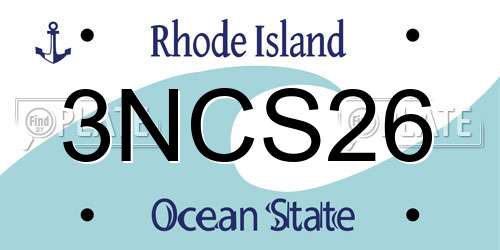 3NCS26 Rhode Island License Plate