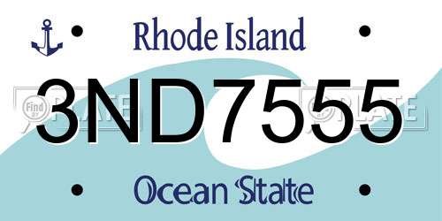 3ND7555 Rhode Island License Plate