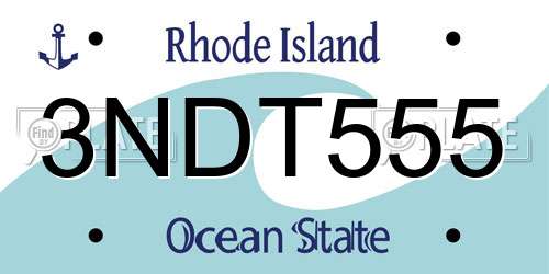 3NDT555 Rhode Island License Plate