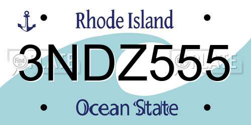 3NDZ555 Rhode Island License Plate