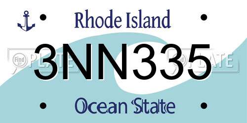 3NN335 Rhode Island License Plate