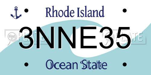 3NNE35 Rhode Island License Plate