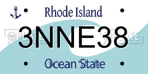 3NNE38 Rhode Island License Plate