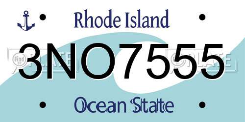 3NO7555 Rhode Island License Plate