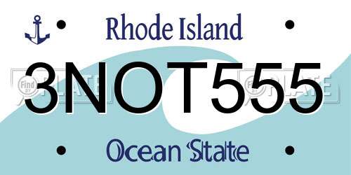 3NOT555 Rhode Island License Plate