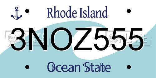 3NOZ555 Rhode Island License Plate