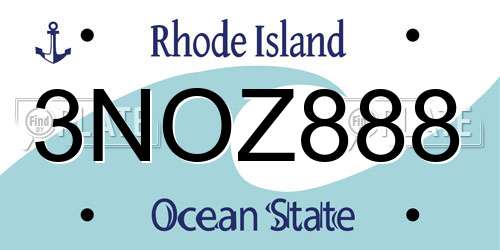 3NOZ888 Rhode Island License Plate
