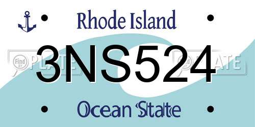 3NS524 Rhode Island License Plate