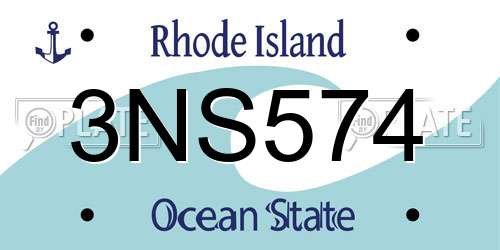 3NS574 Rhode Island License Plate