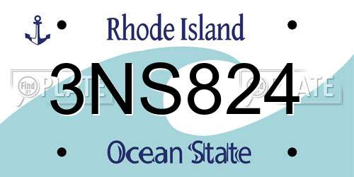 3NS824 Rhode Island License Plate