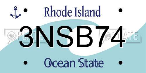 3NSB74 Rhode Island License Plate