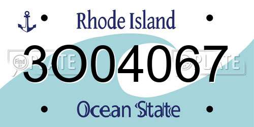 3O04067 Rhode Island License Plate