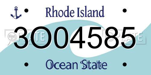 3O04585 Rhode Island License Plate