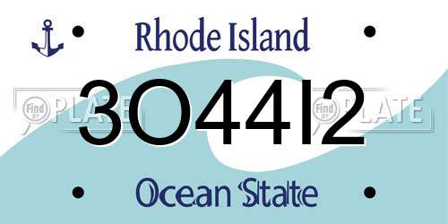 3O44I2 Rhode Island License Plate
