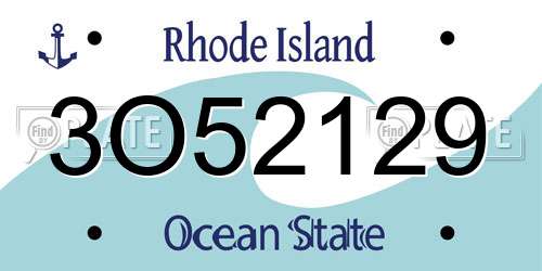 3O52129 Rhode Island License Plate