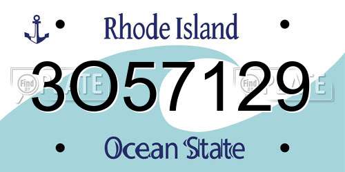 3O57129 Rhode Island License Plate