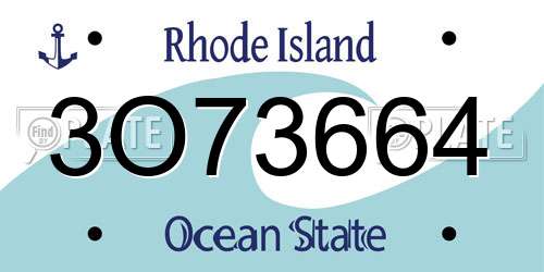 3O73664 Rhode Island License Plate