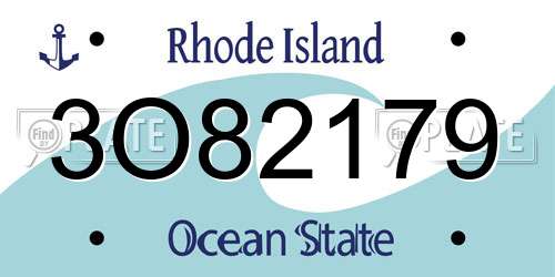 3O82179 Rhode Island License Plate
